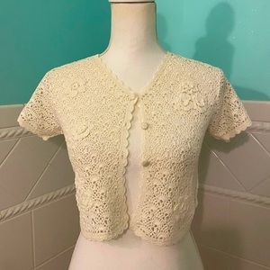 Cornelloki Cream Crochet Girls Sweater